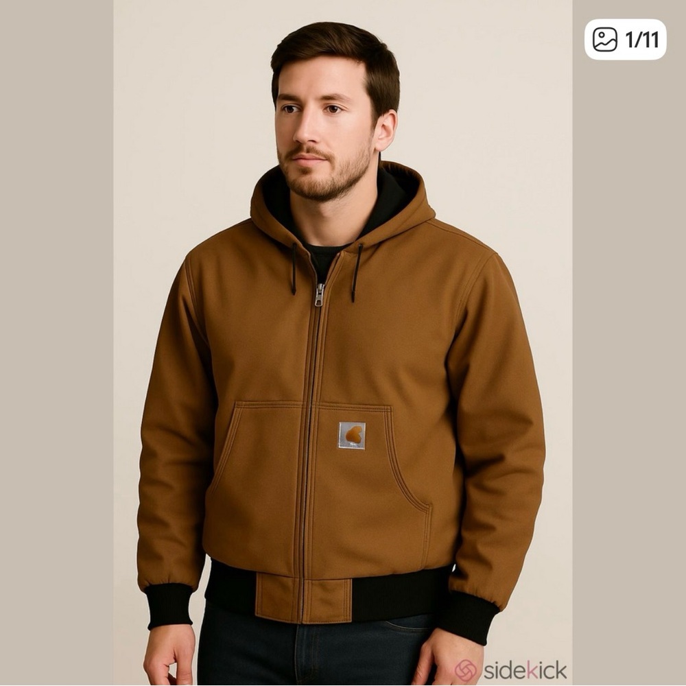 Camel Blanket-Lined Firm Duck Detroit Carhartt jacket, Size XL